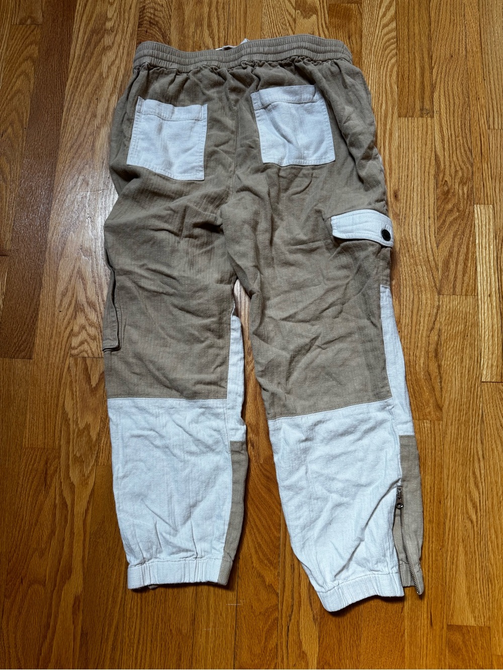 J. Crew Beige and Cream Patchwork Cargo Joggers - Picture 3 of 4